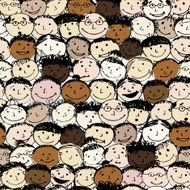 Crowd of funny peoples seamless background for your design N3