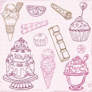 Doodle Dessert Icons N3