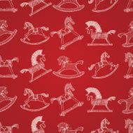 Christmas seamless pattern with rocking horses