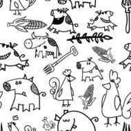 Seamless Pattern pigs and piggys