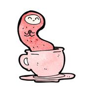 cartoon little monster in tea cup N3