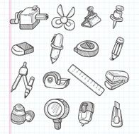 set of stationery icons