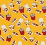 Fast food seamless pattern background