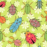 pattern with cute colorful beetles