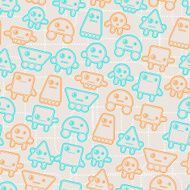 Cartoon robots seamless pattern N5