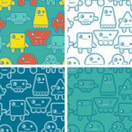 Cartoon robots seamless patterns