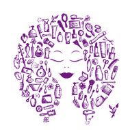 Cosmetic concept female accessories on woman head for your design