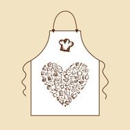 I love cooking! Apron with kitchen utensils sketch