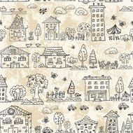 seamless background of city doodle grunge