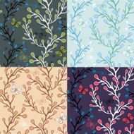 vector set of hand-drawn floral patterns