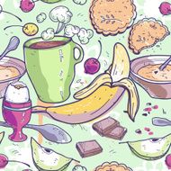 vector seamless pattern with breakfast food N2