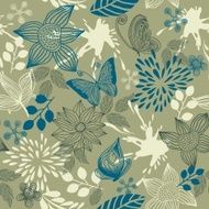 seamless floral background with butterflies