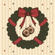 decorative hand drawn christmas wreath