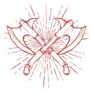 Hand Drawn Crossed Battle Axes isolated on white background vector N2