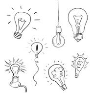 Vector Light Bulb Set sketchy design N2