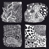 Meditative doodles set white on black