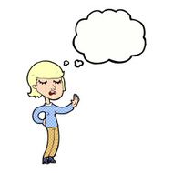 cartoon woman ignoring with thought bubble N29