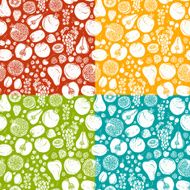 Fruits and berries sketch seamless pattern