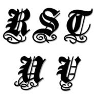 Gothic alphabet letters r s t u v