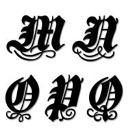 Gothic alphabet letters m n o p q