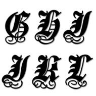 Gothic alphabet letters g h i j k l