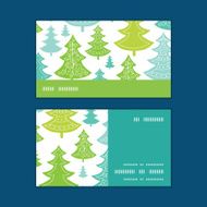 Vector holiday christmas trees horizontal stripe frame pattern business cards