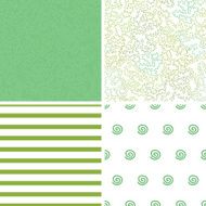 Vector curly doodle shapes set of four marching repeat patterns