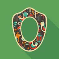 Vintage oval photo frame with colorful birds and flowers