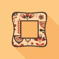 Vintage square photo frame with colorful flowers
