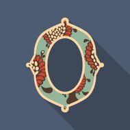 Vintage oval photo frame with colorful magic flowers