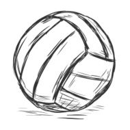 Vector Single Sketch Volleyball Ball