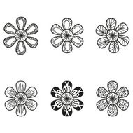Floral doodling flowers set in tattoo style N2