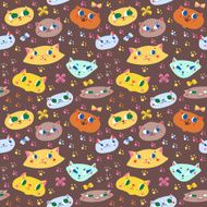 Funny doodle cartoon cats seamless vector pattern