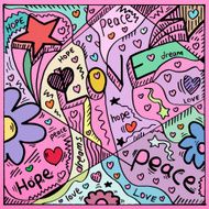 Love Peace Hope Doodle Background