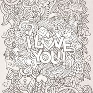 Love hand lettering and doodles elements background