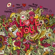 Love hand lettering and doodles elements background N2