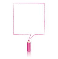 Pink Pencil Drawing Square Speech Balloon