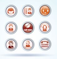 Set of call center operator icons vector N2