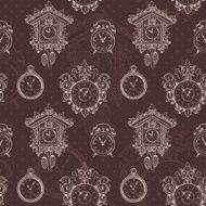 Old vintage clock seamless pattern