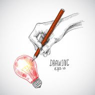 Hand drawing lightbulb