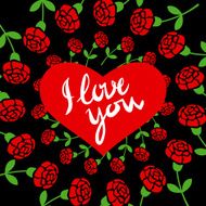 Floral heart Heart made of flowers retro vintage