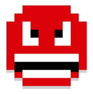 Cartoon Pixel Angry Face Isolated