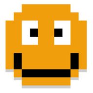 Cute Cartoon Pixel Happy Face Isolated N2