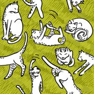 Cute seamless pattern with cats playing