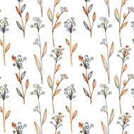 seamless pattern with flowers and grass