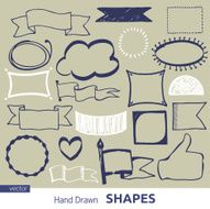 Vector hand drawn set of different shapes and banners