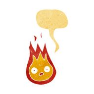 cartoon friendly fireball with speech bubble N23