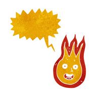 cartoon friendly fireball with speech bubble N24