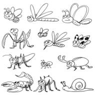 Cartoon insect in black and white