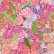 Seamless pattern with spring flowers Iris flower